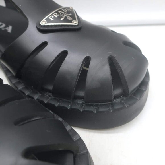 Prada Soft Cage Rubber Fisherman Sandals Black Size 35 - Picture 4 of 16